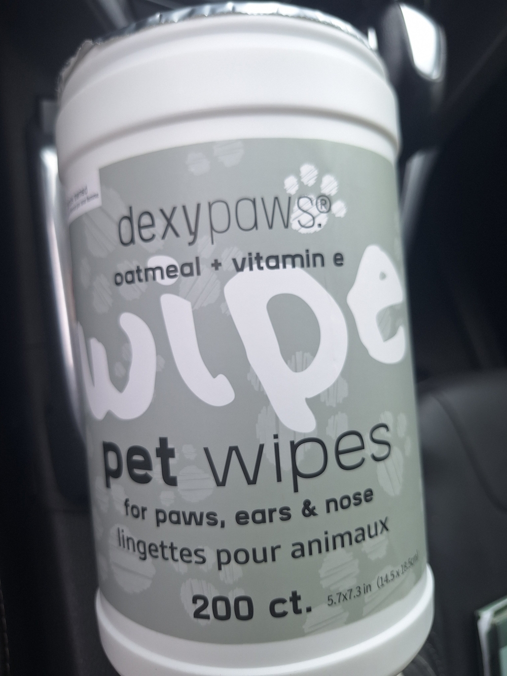 New Dexypaws Oatmeal Vitamin E Pet Wipes 200 ct Canister Dogs Cats Grooming